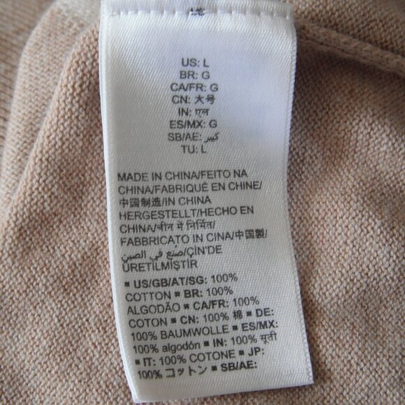 Buttoned Down Men’s Sweater Large Cream V-neck Lightweight Cotton 100% New - Picture 8 of 8